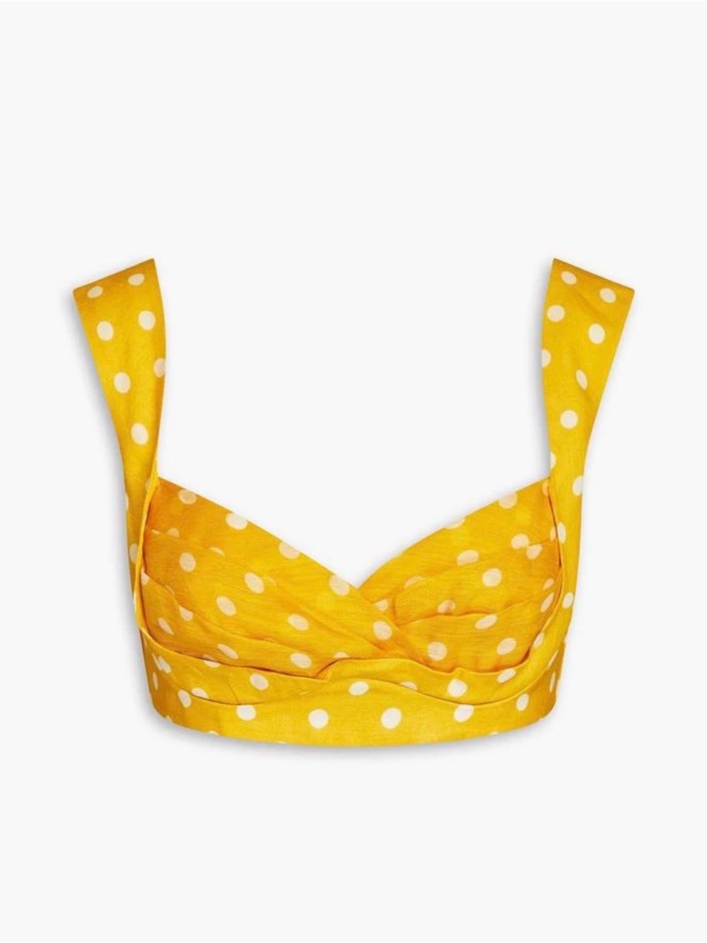 Zimmermann Yellow Polka Dot High Tide Linen Bralette